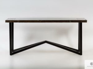 Stół ze starego drewna i szkła na metalowych nogach do jadalni INDRA