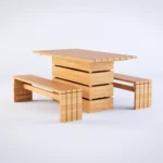 Stół drewniany z ławkami meble ogrodowe GARDEN