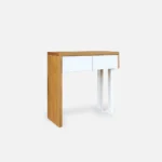 Pomocnik konsola drewniana MOCCA białe szkło (3)