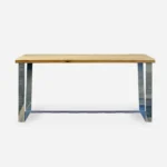 Biurko MERGE dębowe nowoczesne z podstawą w kolorze chrom