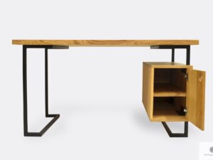 Schreibtisch aus Massiveichenholz und Metall OLIMPIA
