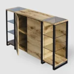 Indstrialna komoda dębowa z litego drewna i metalu IBSEN