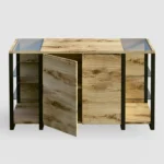 Industrialna komoda dębowa z litego drewna i metalu IBSEN