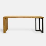 Ławka z drewna dębowego i stali do salonu przedpokoju HUGON I