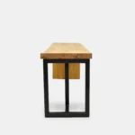 Ławka z drewna dębowego i stali do salonu przedpokoju HUGON I