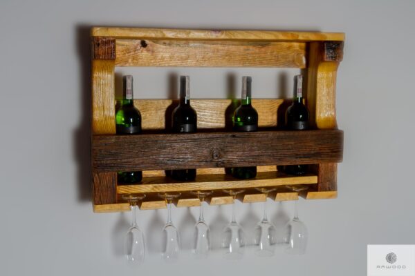 Holz Regal für Flaschen und Gläser ins Küche