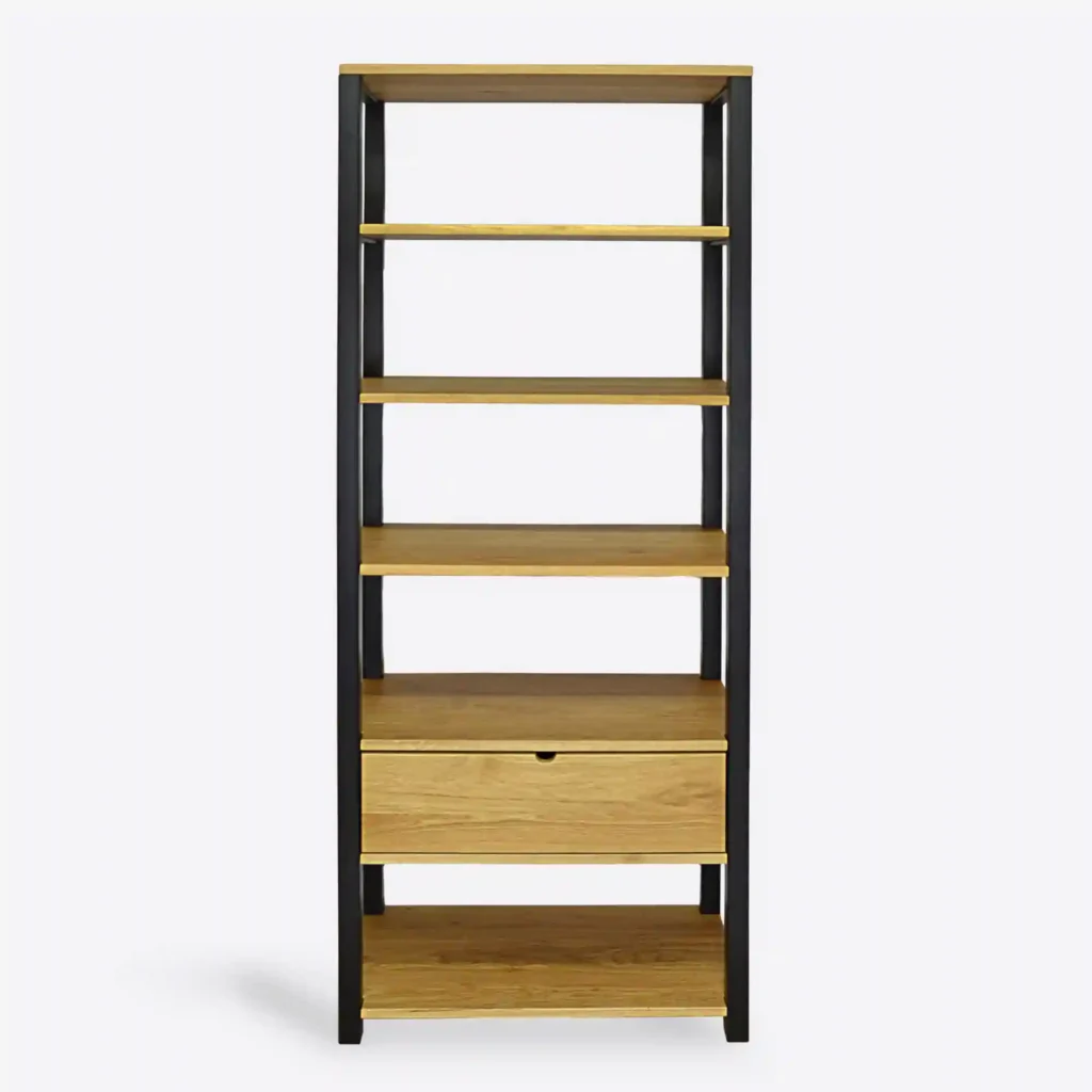 Regał loft dębowy na książki do salonu COLIN