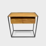 Konsolka loft dębowa -stolik ekspozycyjny na metalowych nogach