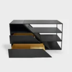 Moderne TV-Schrank aus Massivholz und Stahl ALANO