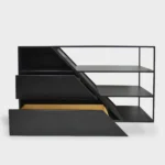 Moderne TV-Schrank aus Massivholz und Stahl ALANO