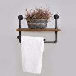 Półka z wieszakiem z drewna litego do łazienki DENAR