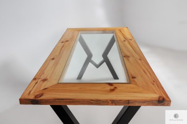 Tisch aus Altholz mit Glas ins Esszimmer OLBERO II