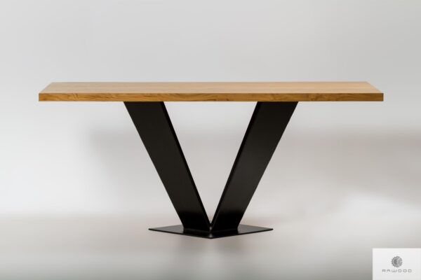 Tisch mit Eiche Tischplatte auf Metallbein ins Esszimmer TOSCA
