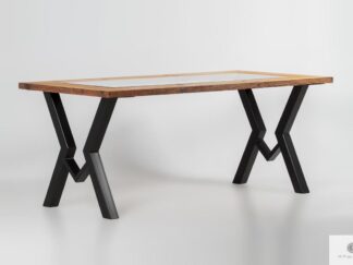 Stół ze starego drewna ze szkłem do jadalni OLBERO II