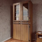 Kiefernholz-Vitrine im Industriestil DENAR