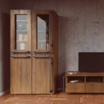 Kiefernholz-Vitrine im Industriestil DENAR