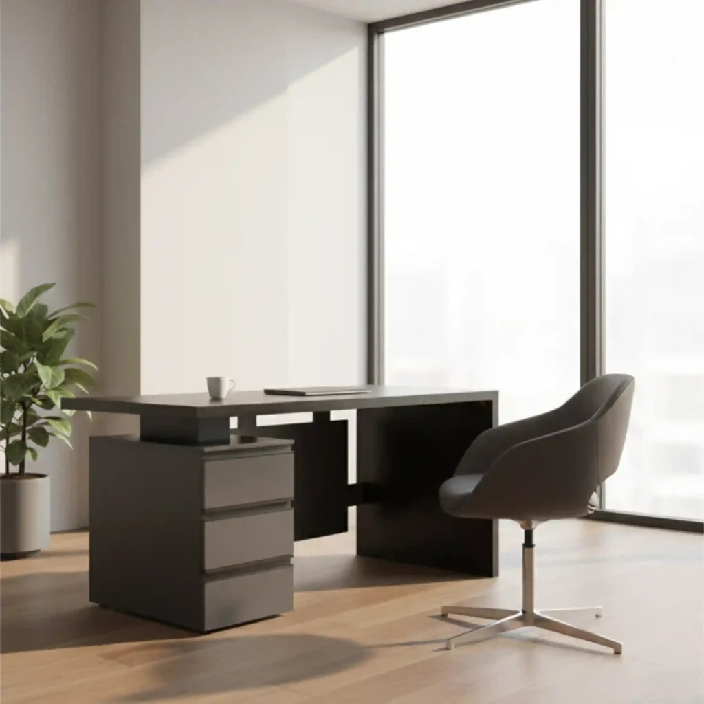 nowoczesne biurko BOSS dębowy blat (3)