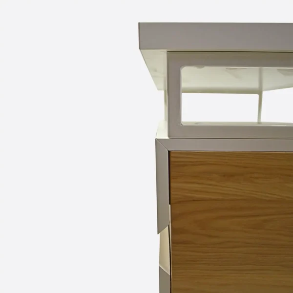 Weißer Schreibtisch mit Container auf metallenen Beinen DORIS