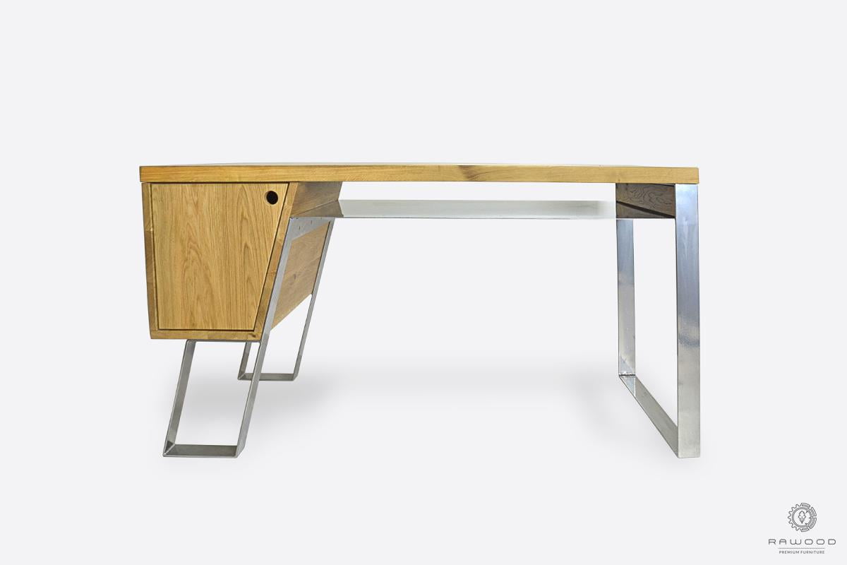 Schreibtisch aus Eichenholz auf Metallbeinen ins Arbeitzimmer Büro BORA