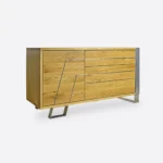 Moderner RTV-Schrank aus Eiche auf Metallbeinen für das Wohnzimmer BORA