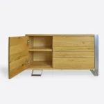 Moderner RTV-Schrank aus Eiche auf Metallbeinen für das Wohnzimmer BORA