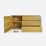 Moderner RTV-Schrank aus Eiche auf Metallbeinen für das Wohnzimmer BORA