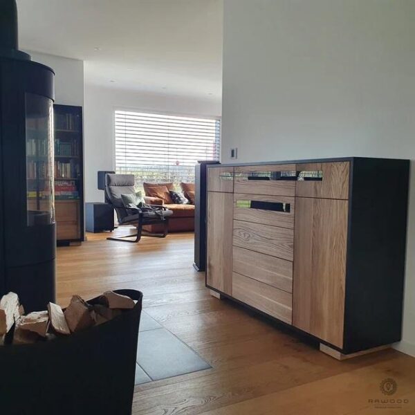 Nowoczesna komoda drewniana do salonu LAGOS, płyta - kolor czarny