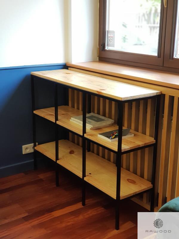 Holz Bücherregal aus Massivholz und Stahl ins Büro