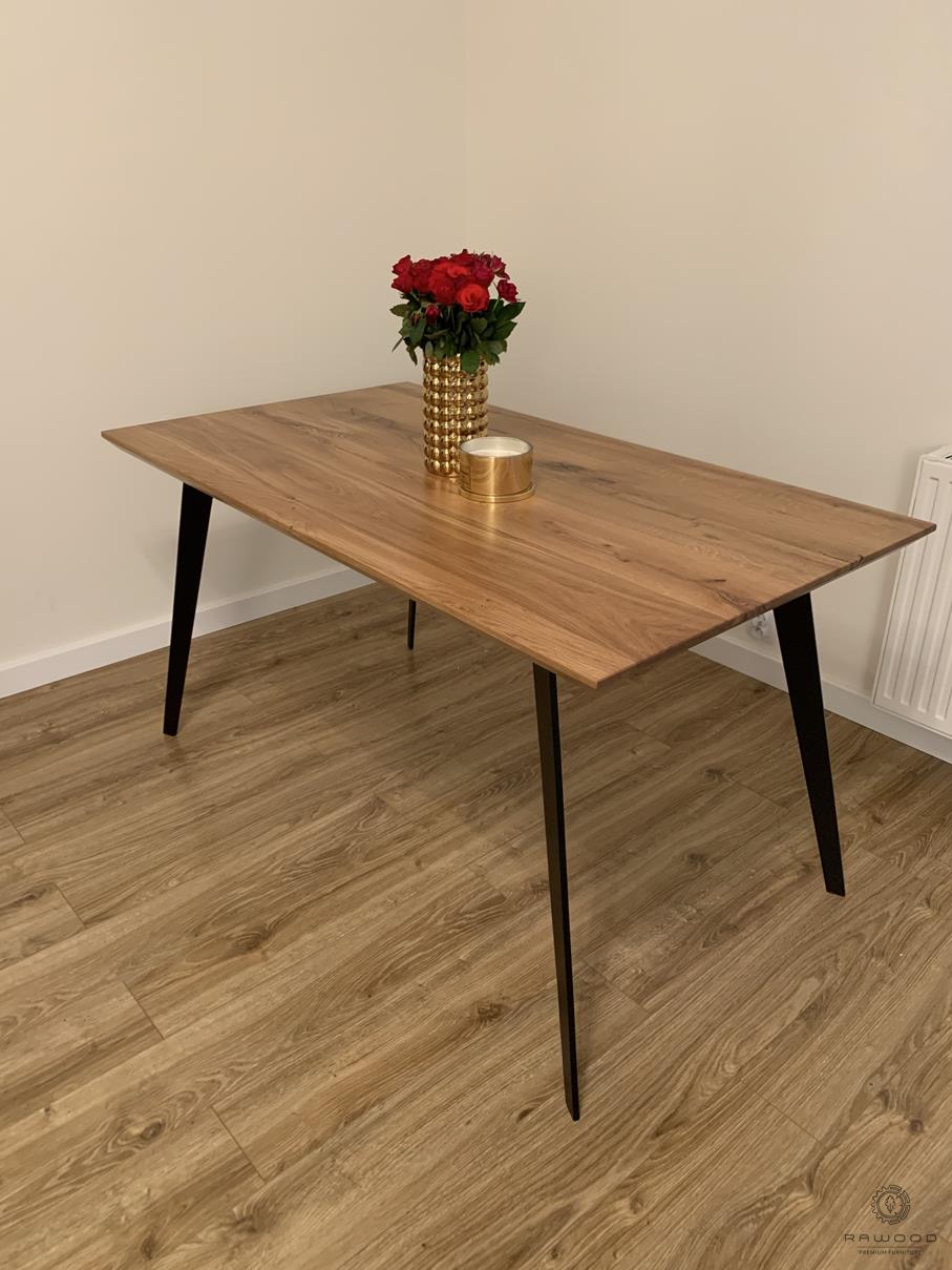 Eiche Tisch mit Metallbeine Massivholz ins Esszimmer VITA II, Dimension: B 140 x T 80 x H 75 cm