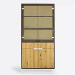 Nowoczesna witryna z dębowego drewna ze szkłem do salonu DENIS