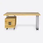 Nowoczesne dębowe biurko z szufladami i metalowymi nogami WALT