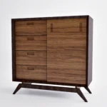 Drewniana komoda z przesuwnymi drzwiami CLEO