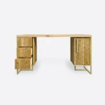 Dębowe biurko gabinetowe z drewna i stali do biura gabinetu CARIN II