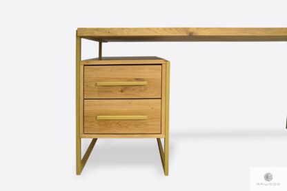 Modern Schreibtisch aus Eichenholz mit Metallbeine GERDA