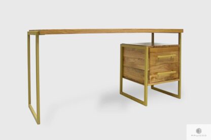 Stivolle Schreibtisch aus Massiveichenholz auf Metallbeine GERDA