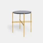 Runder Couchtisch mit Granitplatte auf metallischen Beinen DERA