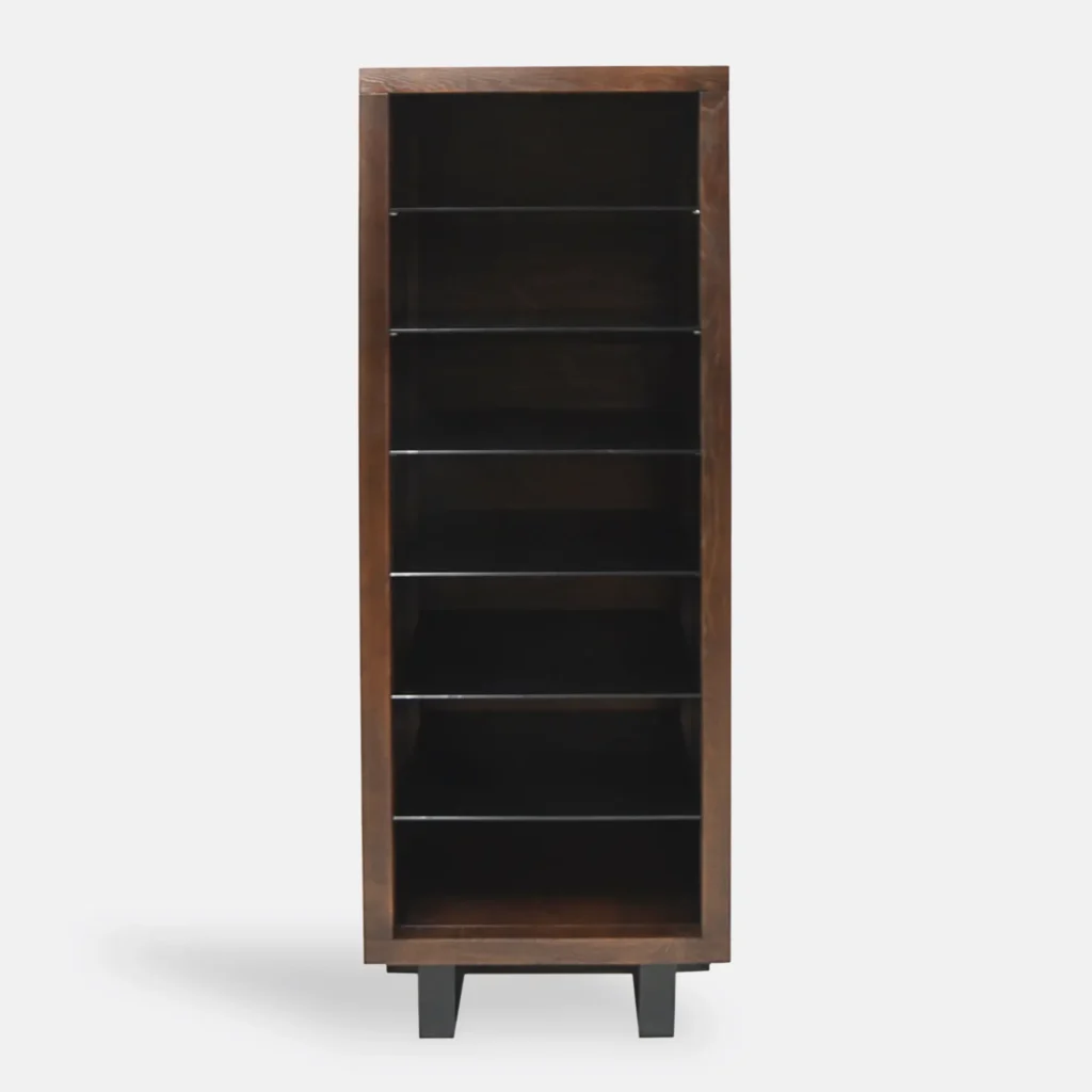 Regał dębowy ze szklanymi półkami MOCCA