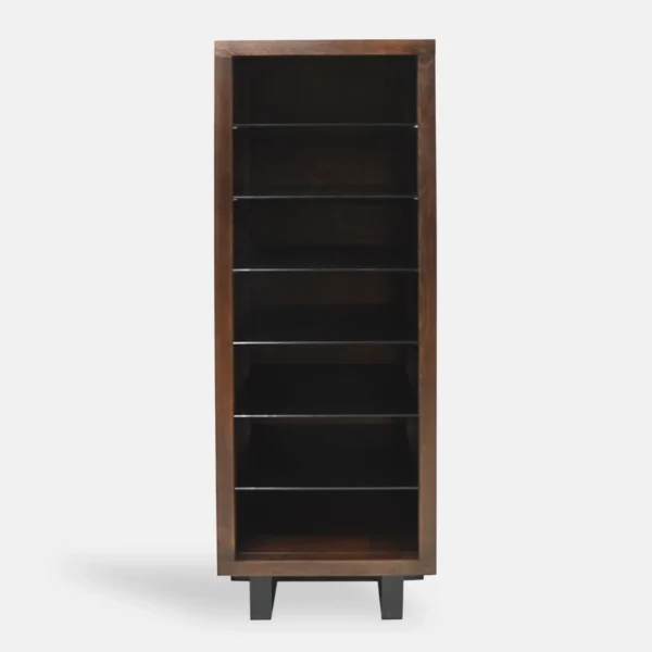 Regał dębowy ze szklanymi półkami MOCCA