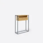 Eichenholz-Konsole mit Schublade auf metallenen Beinen KING