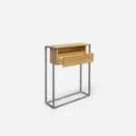 Eichenholz-Konsole mit Schublade auf metallenen Beinen KING