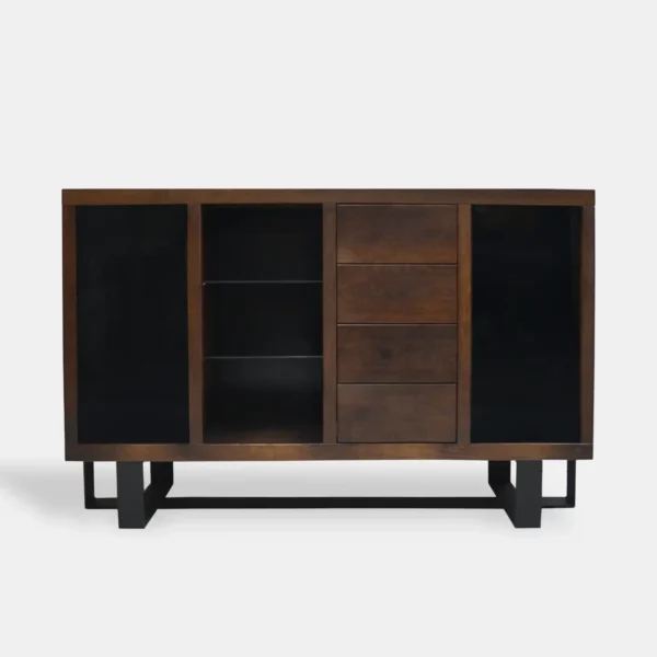 Komoda dębowa z szufladami półkami do salonu MOCCA I