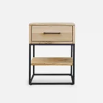 Eichen-Nachttisch im industriellen Stil mit Schublade und Regal für das Schlafzimmer MERIS I