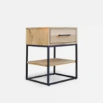 Eichen-Nachttisch im industriellen Stil mit Schublade und Regal für das Schlafzimmer MERIS I – Bild 9