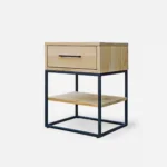 Eichen-Nachttisch im industriellen Stil mit Schublade und Regal für das Schlafzimmer MERIS I – Bild 7
