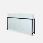 Designerska komoda drewniana na nóżkach BOSTON I biała płyta (6)