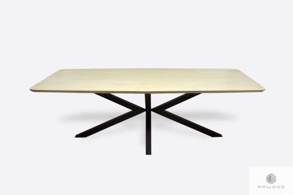 Modern Tisch mit Eiche Tischplatte schwarz Metallbeine X VERDA