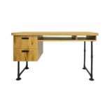 Industrielles Eichenholz-Schreibtisch im Loft-Stil auf metallenen Beinen DENAR I