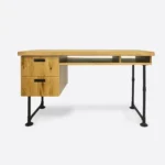 Industrielles Eichenholz-Schreibtisch im Loft-Stil auf metallenen Beinen DENAR I