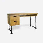 Industrielles Eichenholz-Schreibtisch im Loft-Stil auf metallenen Beinen DENAR I