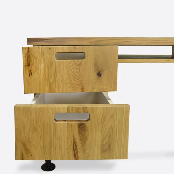 Industrielles Eichenholz-Schreibtisch im Loft-Stil auf metallenen Beinen DENAR I